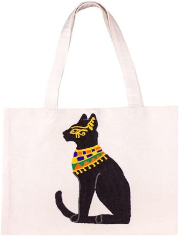 Nahla
  Soliman Designs - Egyptian Folk Art Hand Made Tote Shoulder Bag for Women
  (Bastet Tote Bag)