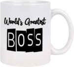Cabtnca Worlds Best Boss Mug Worlds Greatest Boss Coffee Mugs for Men Women Funny Coffee Mugs for Boss Boss Day Presents Gifts for Your Boss Male Female 11 Oz White