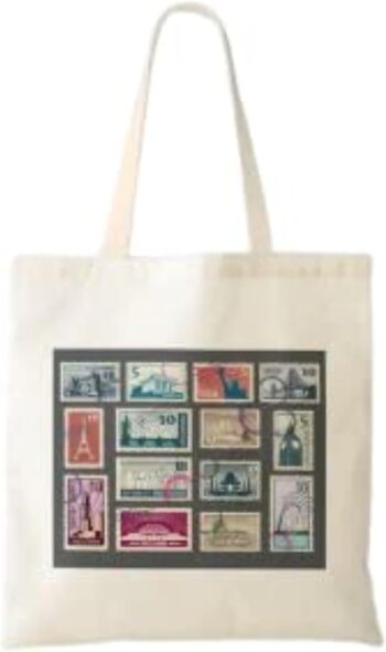 Canvas
  Shopping Tote Bag - Printed Words (Stamps)