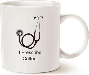 MAUAG Funny Doctor Coffee Mug, I Prescribe Coffee Best Dr Gifts Ceramic Cup White, 11 Oz