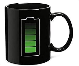 Battery Magic Mug Positive Energy Color Changing Heat Sensitive Cup Ceramic Discoloration Coffee Tea Milk Mugs Color Changing Heat Cup Novelty Christmas Birthday Gifts