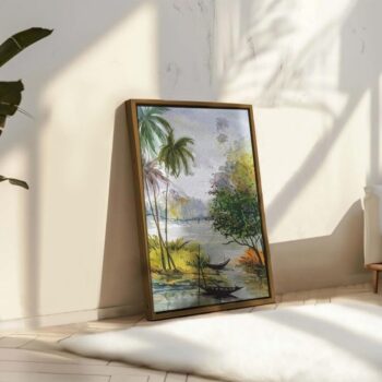 Beautiful Nature Hand-Drawn Watercolor Framed Wall Art – 90x60 cm