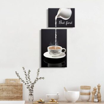 Pinetree Art Kitchen Canvas Coffee Bar Wall Decor Art(but first coffee)