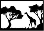 Decorative giraffe wooden  wall Art 60X80 cm
