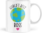 Tongue in Peach Cute Mugs | World's Best Boss Mug | Novelty Mug for Her Him Kids Thank You Birthday Work Office Christmas Mug Cheer Up Manager | MBH2125