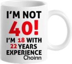 40th Birthday Gifts for Men, Funny 40 Year Old Gift Coffee Mug, 1981 40th Birthday Mugs for Him, Dad, Uncle, Husband, Brother, Grandpa, Friend, 11 oz Tea Cup