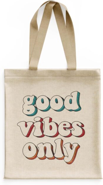 Hayyat
  Canvas Tote Bag With Zipper And 2 Large Pockets T21 (good vibes only)
  Positive vibes only