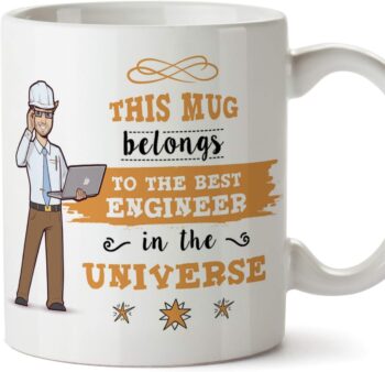 MUGFFINS Engineer Original Mug Cup This Mug Belongs to The Best Engineer in The Universe - 11 oz Ceramic
