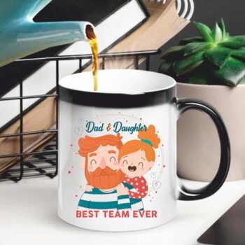 مج قهوة سحري من
  السيراميك من فنكي ستور، سعة 312 ملليلتر كهدايا لعيد الأب، مطبوع عليه أفضل
  فريق على الأب والابنة (متعدد الألوان)