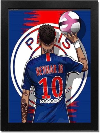 NEYMAR
  - BLACK - Wooden Frame with Glass - Printed Poster Tableau wall art
  BZL-190-24322-BK
