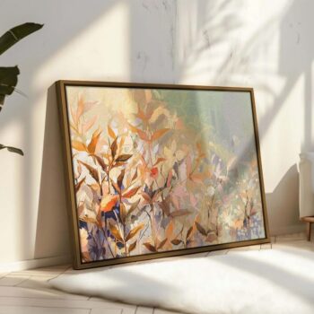 Golden Abstract Flower Wall Art
