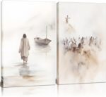 RVRBKTS 2Pcs Framed Jesus Christian Wall Art – Bible Canvas Décor