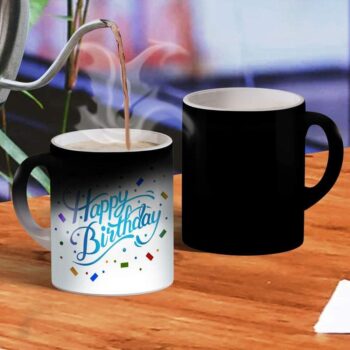 TOMAS WEENER Ceramic Color Changing Happy Birthday Printed Magic Coffee Mug (Multicolor, 300 ml)