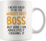 مج للقهوة بطبعة عبارة
  I Never Asked To Be The» World's Best Boss»، كوب شراب لزميل العمل والمدير
  والموظف، أبيض، 312 مل، سيراميك