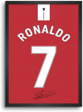 LAMRON Ronaldo Red
  Jersey Wall Decoration Art Framed Poster, 8 Inch x 12 Inch, Matt Laminated
  Poster with 0.5 Inch Black Wooden Frame