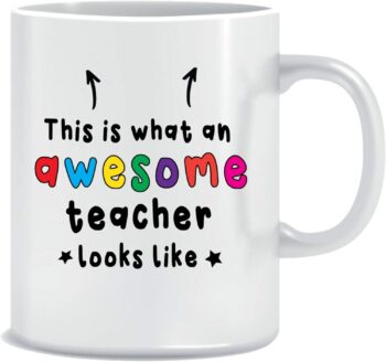 Wanky Candles Teacher Gift, Awesome Teacher Mug, Thank You Teacher Mug, School Teacher Mug, Mug for Teacher, end of Term Mug, Teacher Christmas Mug,This is What an Awesome Teacher Looks Like KMUG34