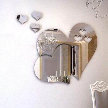 1 Set Love Hearts Wall Sticker 3D Mirror Decal DIY Home Room Art Mural Decor Removable Mirror Wall Sticker