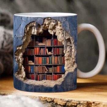 أكواب بتصميم رف كتب
  مبتكر ثلاثي الأبعاد ومضحك لمحبي الكتب مناسب لأعياد الميلاد والكريسماس للقراء
  والمعلمين ومحبي من جودرين نمط ايه غوودرن سيراميك
