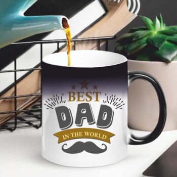 مج حراري سحري من
  السيراميك مطبوع عليه طبعة عبارة "Best Dad in The World" وتصميم شارب
  من فنكي ستور (330 ملليلتر، متعدد الألوان)