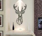 ملصقات حائط على
  الطراز الاسكندنافي بتصميم هندسي شكل رأس غزال وحيوانات لغرفة المعيشة وغرفة
  النوم - ذا ارت دير 72 × 43 سم