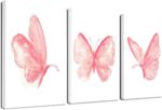 Peinneis Baby Pink Butterfly Canvas Wall Art – Nursery Décor