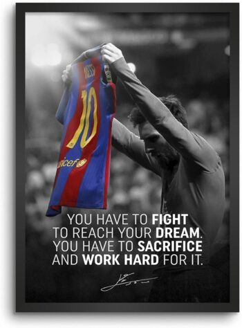 LAMRON Lionel
  messi Barcelona Wall Decoration Art Framed Poster, 12 Inch x 18 Inch, Matt
  Laminated Poster with 0.5 Inch Black Wooden Frame