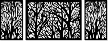 Decorative Forest Trees Wooden Wall Art – 3 Panels