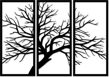 decorative tree wooden wall  art 3 panels 80x130 cm