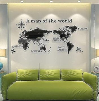 3D Acrylic World Map Wall Sticker