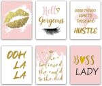 6 Pieces Boss Lady
  Inspirational Wall Art, Motivational Saying Wall Poster, Typography Lady Art
  Print, Pink Wall Decor, Unframed Motivational Print for Women Bathroom Home
  Lash Room Decor, 8 x 10 Inch
