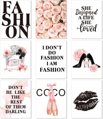 9 Pieces Women
  Stylish Wall Art Pink Flowers Modern Art Posters Perfume Modern Art Painting
  Stylish High Heels Makeup Brush for Girls Living Room Bedroom Office Bathroom
  Decor 8 x 10 Inch Unframed
