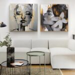 Abstract Golden Girl Face Canvas Art