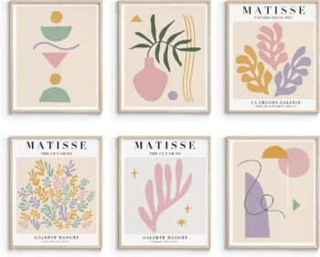 InSimSea Matisse
  Wall Art Exhibition Poster & Prints, Boho Wall Posters for Room
  Aesthetic, Abstract Art Prints UNFRAMED, 8x10in, Set of 6