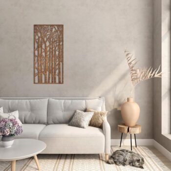 Winter Forest Wooden Wall Art – Brown 40x80 cm