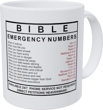 Wampumtuk Bible Emergency Numbers 11 Ounces Funny Coffee Mug