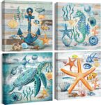 Iridesart Large Beach Canvas Wall Art Set – Coastal Décor