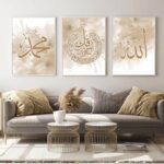 GHJKL Islamic Calligraphy Canvas Wall Art (3 Pcs)
