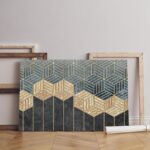 Geometric Golden Minimalist Canvas Art – 60x40 cm